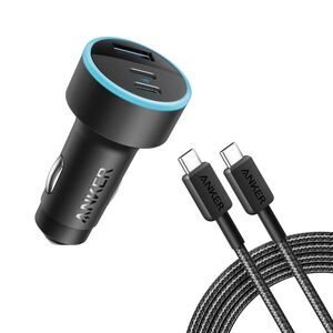 Anker -  3-Port 67W Car Charger with 3' USB-C to USB- Black